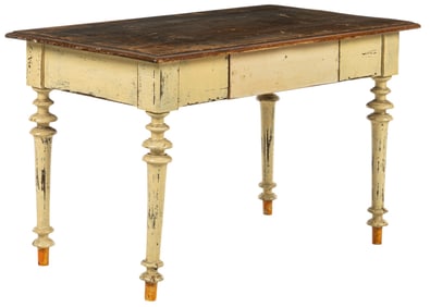Antique Painted Table with Turned Legs