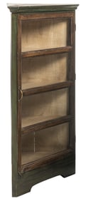 Painted Wood Corner Cabinet with Glazed Door