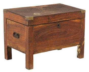 Rustic Wooden Chest with Brass Hardware