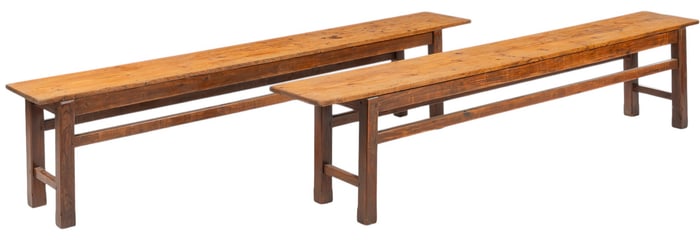 Pair of Rustic Wooden Benches