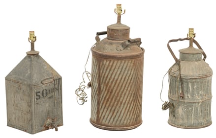 (3) Rustic Tin Lamps