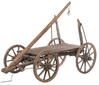 Antique Wooden Four-Wheel Cart