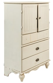 Rustic White-Washed Cabinet with Drawers