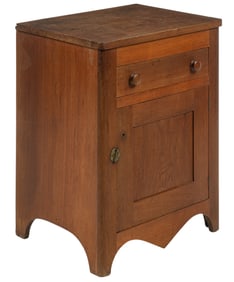 Antique Wooden Side Table with Drawer & Door