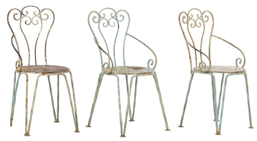 Set of (3) Iron Garden Chairs