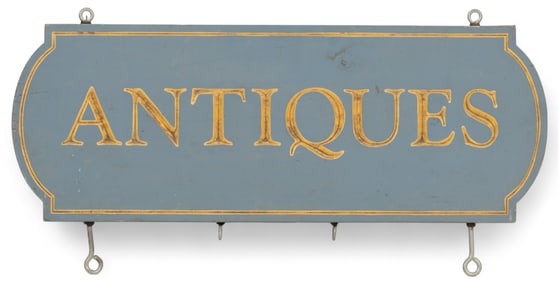 Vintage 'Antiques' Painted Wood Sign