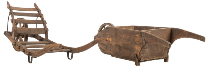 Antique Farm Cart and Wheelbarrow