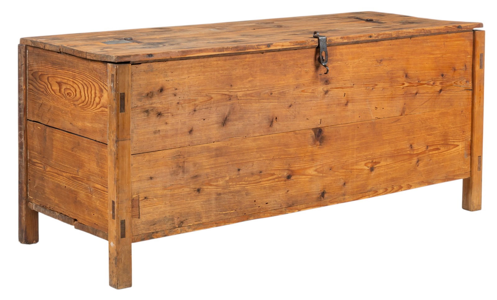 Antique Wooden Chest with Hinged Lid (1 of 12)