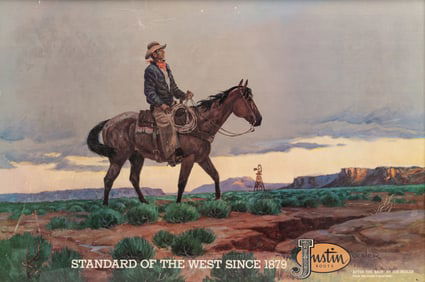 Joe Beeler 'After the Rain' Justin Boots Advertisement, Framed