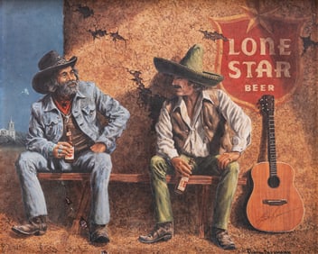 Clinton Baermann Lone Star Beer Ad, Signed