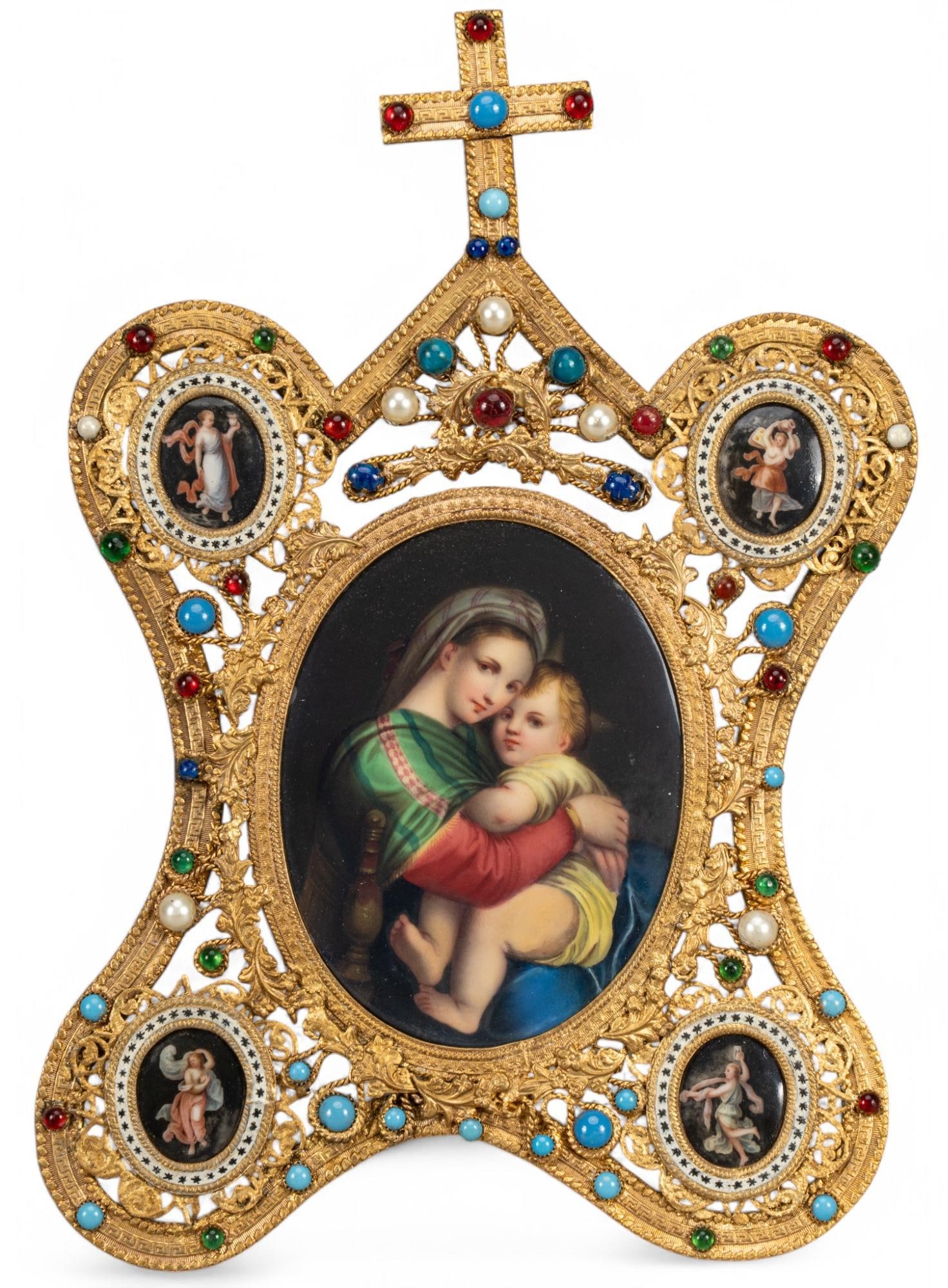 Jeweled Mary and Jesus Retablo with Miniature Portraits (1 of 6)