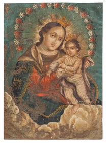 Mexican Retablo, Virgin Mary and Child