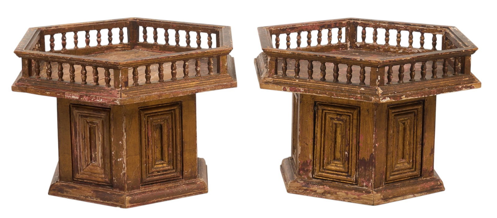 Pair of Hexagonal Wooden Side Tables (1 of 7)