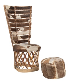 Mexican Equipale Hair on Hide Chair and Footrest