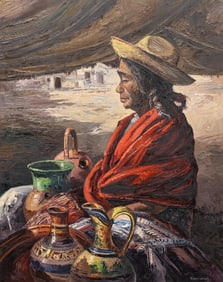 Jose Vives-Atsara, "The Pottery Vendor - Mexico", 1967