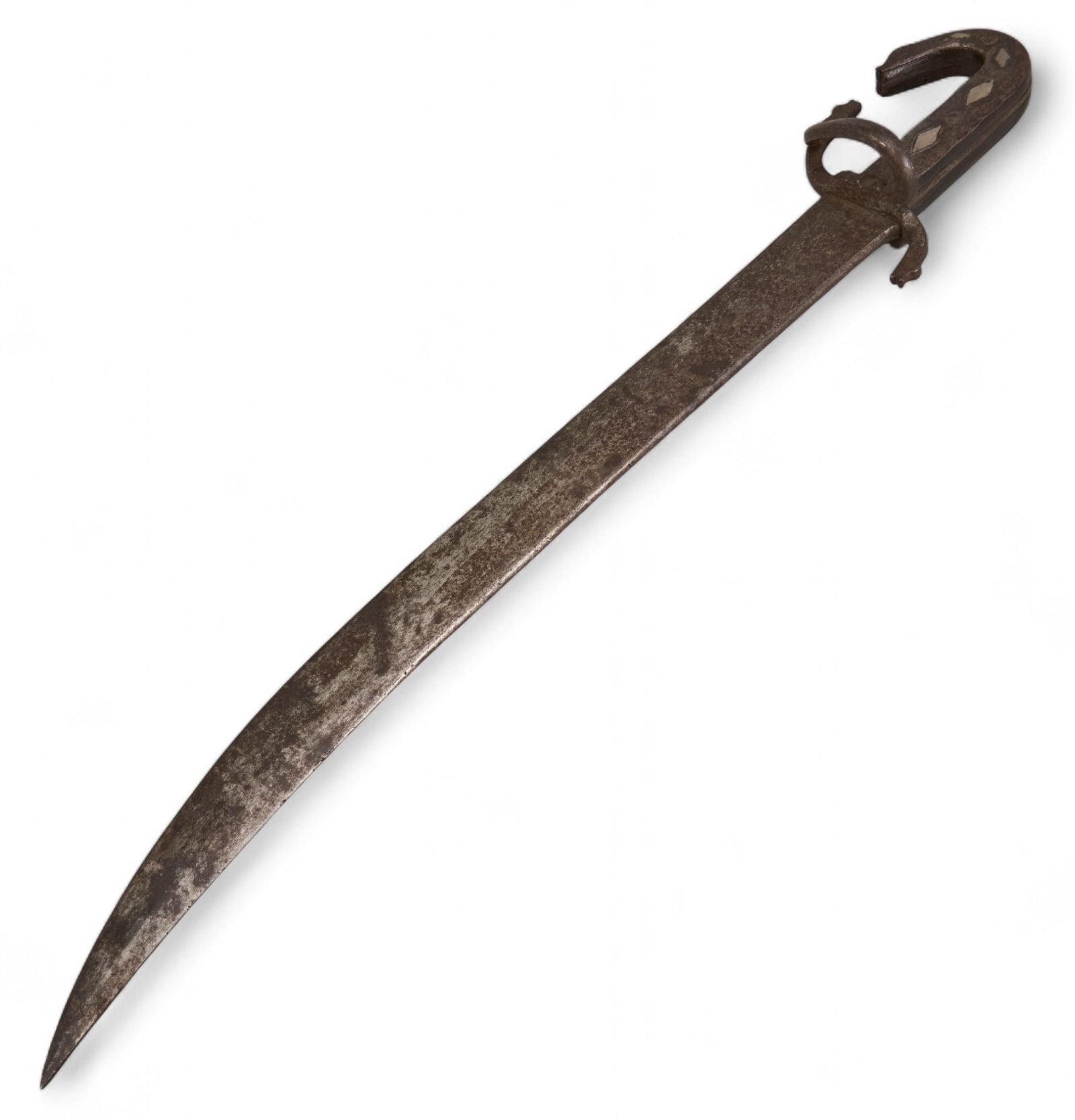 19th Century Espada Ancha Sword: Mexican frontier short sword, circa mid-19th century espada ancha sword, engraved with partially legible name, "Antonio _____", features a curved blade and serpent head details at 