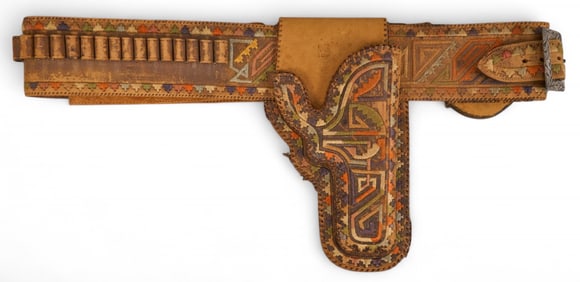 Piteado Embroidered Leather Gun Holster Belt