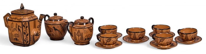 Attrib.to Lucano Familia, Set of (15) Ceramic Tea Set