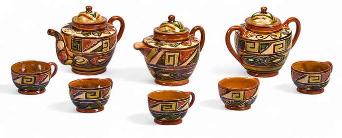 Attrib. to Lucano Familia, Set of (8) Ceramic Coffee Set