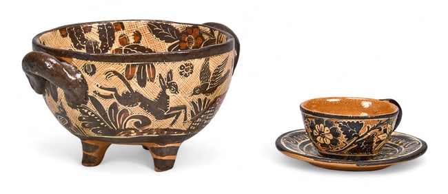 Balbino Lucano Diaz, (3) Tlaquepaque Style Pottery Pieces