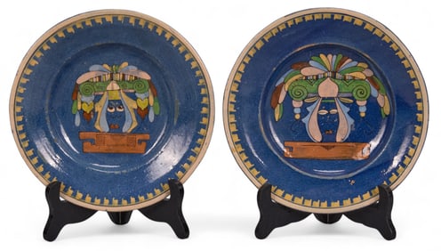 (2) Aztec Soup Plates