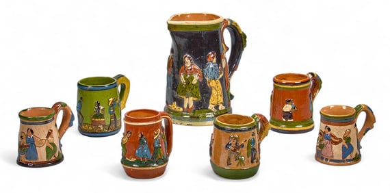 Tonala Pitcher and (6) Mugs
