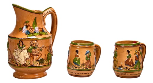 Tlaquepaque Style Tonala Pitcher and Mugs Set