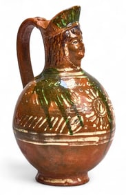 Mexican Earthenware Portrait Pitcher
