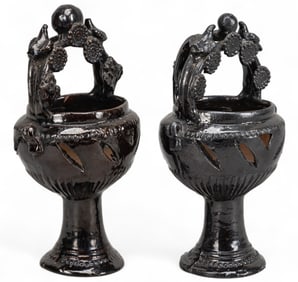 Pair of Mexican Ceramic Incense Burners