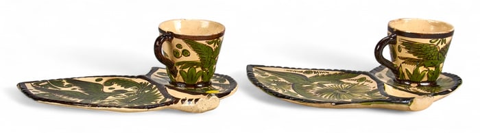 Two Tonala Leaf Plates & Two Cups