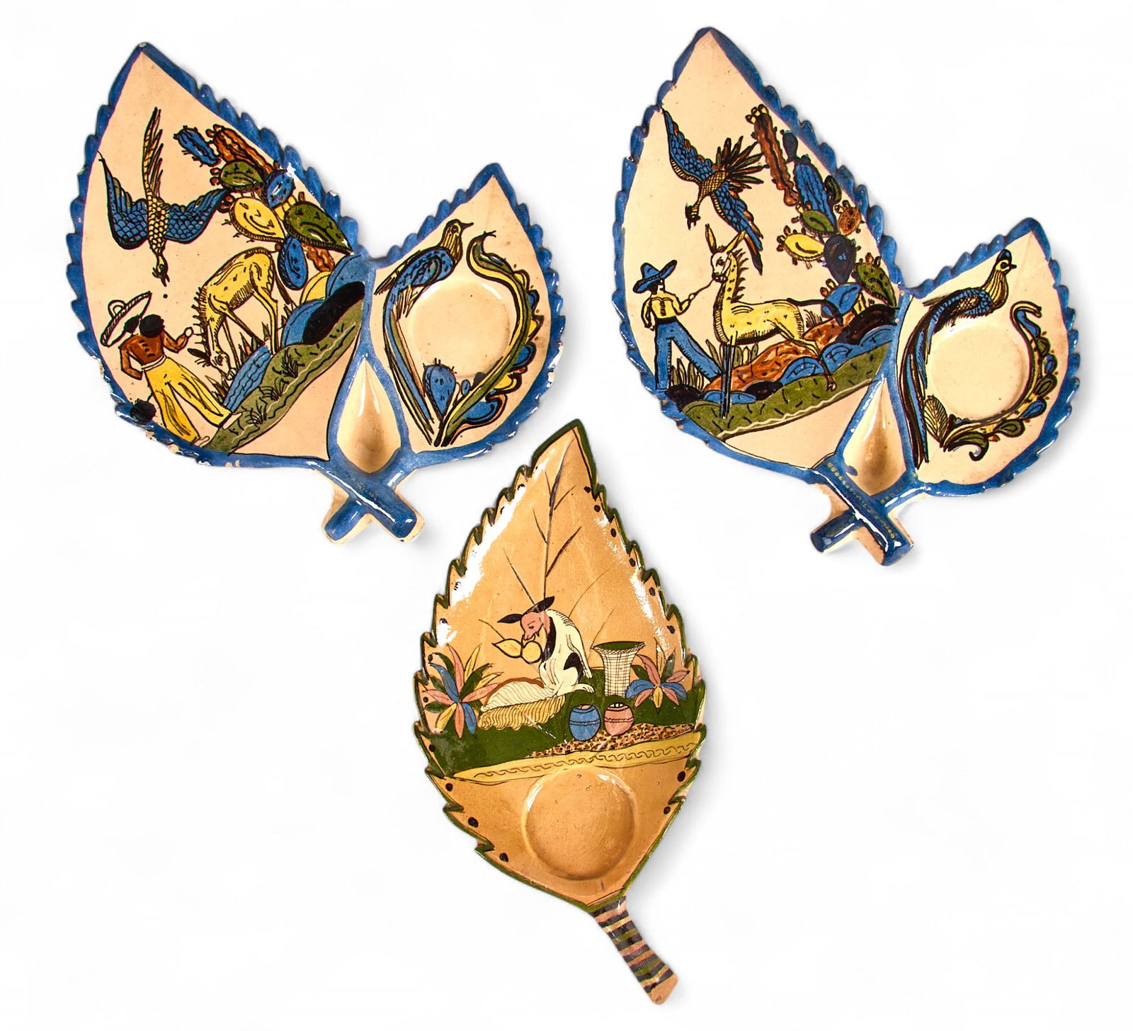 Three Mexican Tonala Leaf Plates (1 of 3)