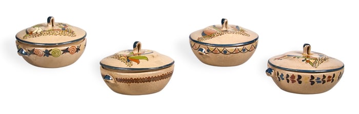 (4) Tlaquepaque Lidded Serving Dishes