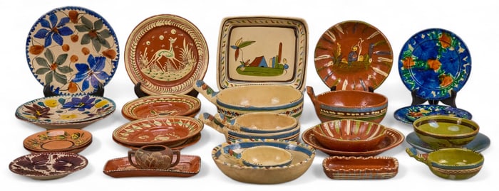 Collection of (30) Tlaquepaque Hand-Painted Pottery