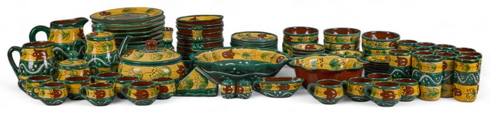 Large Collection of Green and Yellow Talavera Dishware
