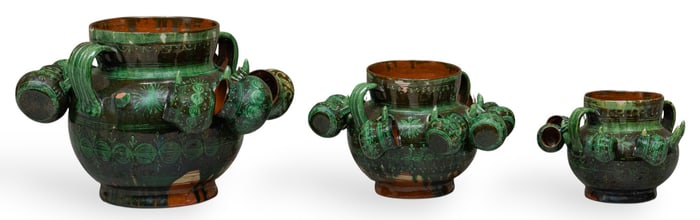 Green Glaze Nesting Pots