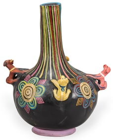 Mexican Folk Art Ceramic Vase
