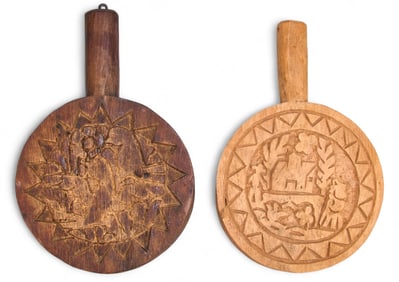 Pair of Carved Wooden Tortilla Presses