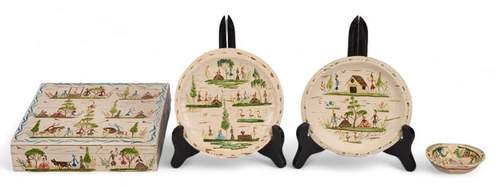 Olinala Lacquerware Box and Dishes