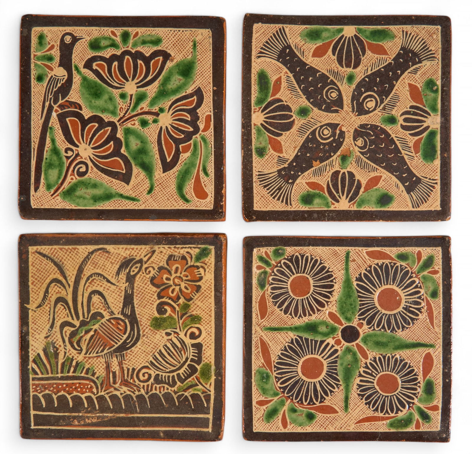 (4) Painted Ceramic Tiles (1 of 4)