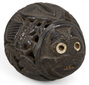 Veracruz Penal Colony Carved Coconut Coin Bank