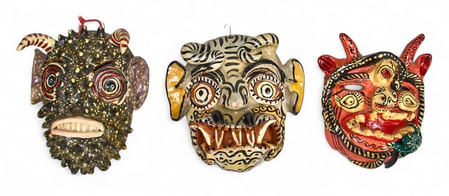 (3) Ocumicho Diablito Masks