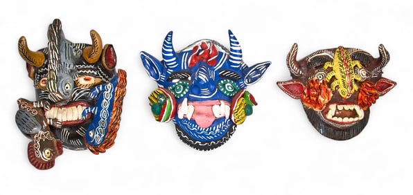 (3) Ocumicho Diablito Masks