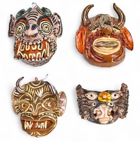 (4) Hand-Painted Diablito Ceramic Masks