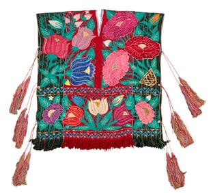 Embroidered Mexican Floral Poncho