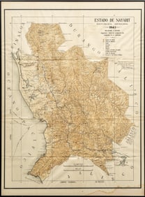 1943 Map of Estado de Nayarit, Mexico