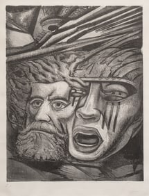 Alfaro Siqueiros, "Bilbao y Galvarino" Lithograph