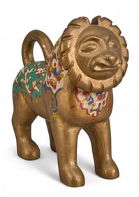 Wooden Lion Sculpture