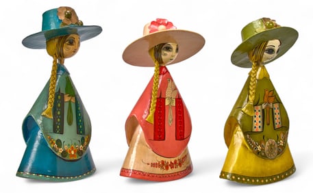(3) SerMel Paper Mache Figurines