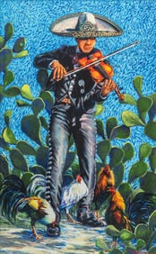 Gilbert Duran, "Cuatro Gallos", AP Giclee, 2015
