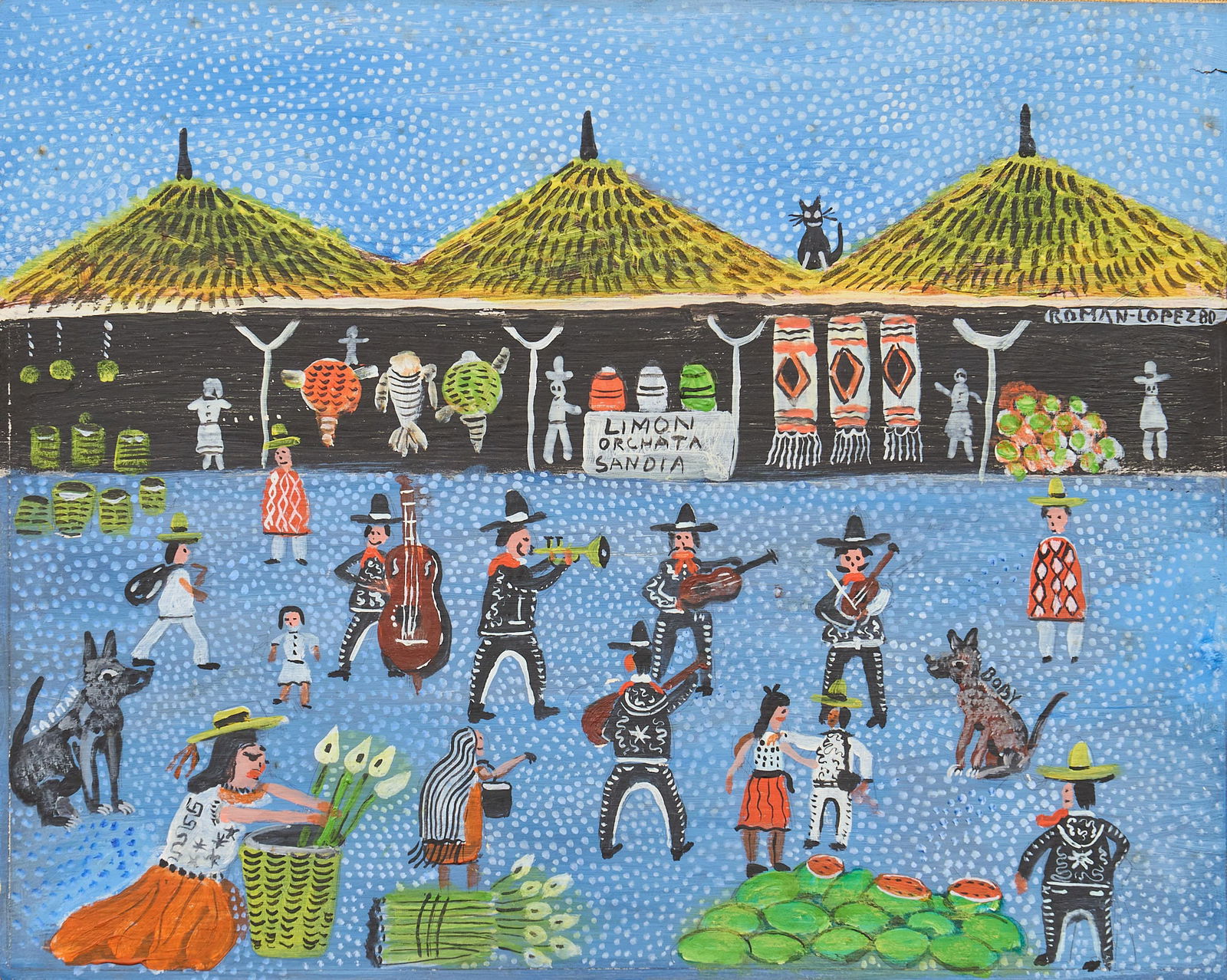 Roman Lopez, Mariachis in Market Painting (1 of 5)